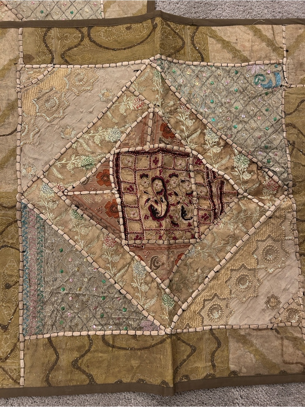 Decorative Patchwork Pillow Covers Set - Olive Green image 2